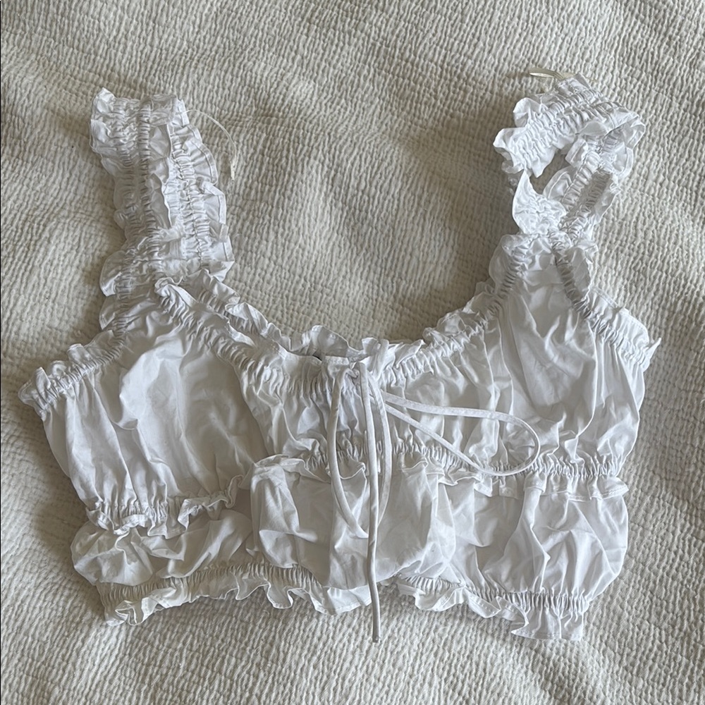 White Ruffled Crop Top